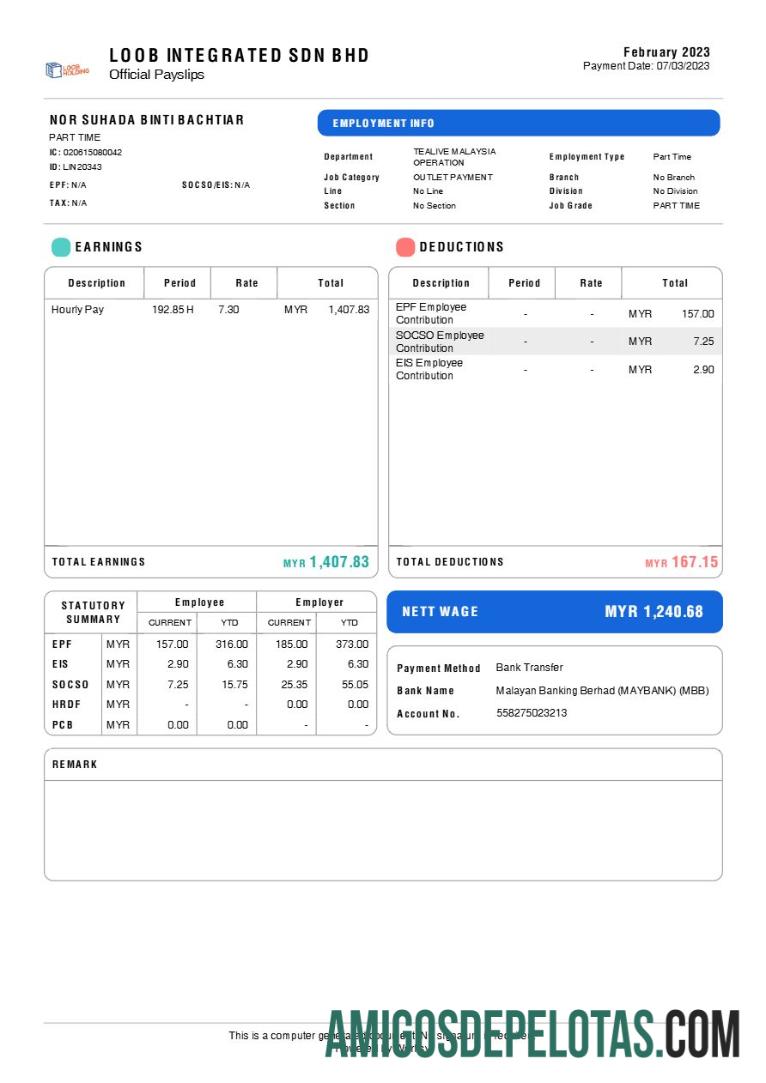 Em branco Modelo de recibo de pagamento da marca de chá integrado Loob em formatos Word e PDF.pdf, 1